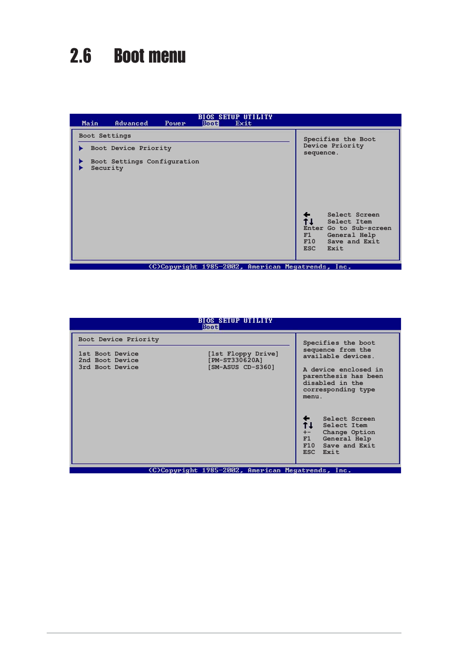 6 boot menu, 1 boot device priority, 1st ~ xxth boot device [1st floppy drive | Asus P4VP-MX User Manual | Page 54 / 62