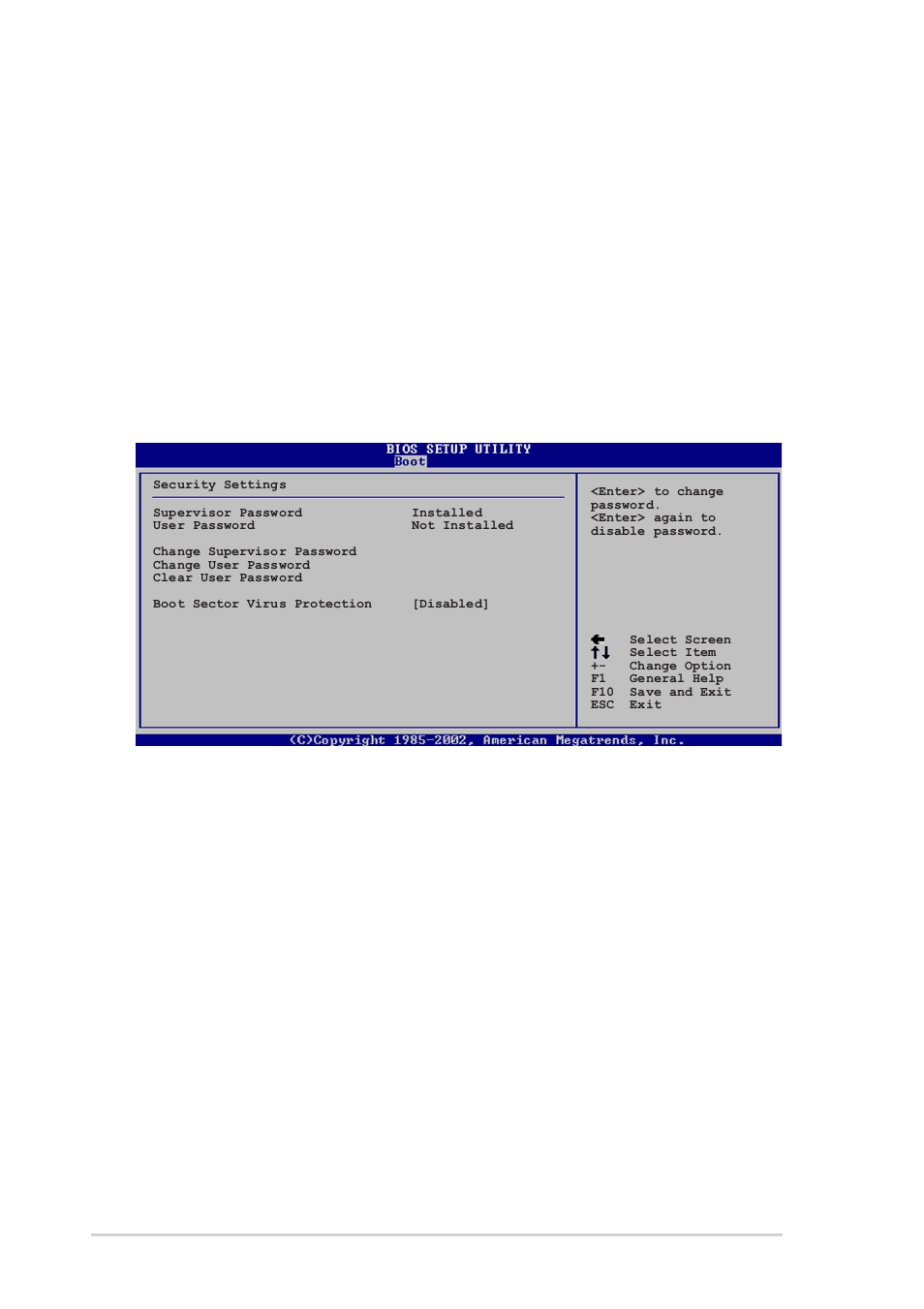 3 security, Set a supervisor password, Hit ‘del’ message display [enabled | Interrupt 19 capture [disabled | Asus P4VP-MX User Manual | Page 56 / 62