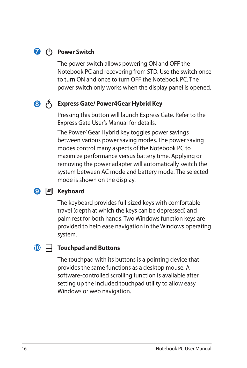 Asus NX90Jq User Manual | Page 16 / 108
