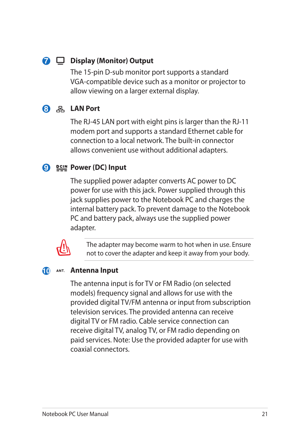 Asus NX90Jq User Manual | Page 21 / 108