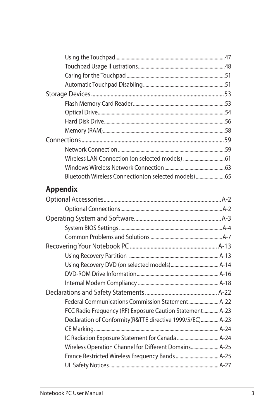 Asus NX90Jq User Manual | Page 3 / 108