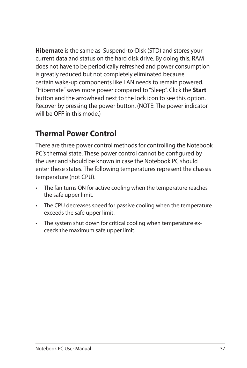 Thermal power control | Asus NX90Jq User Manual | Page 37 / 108