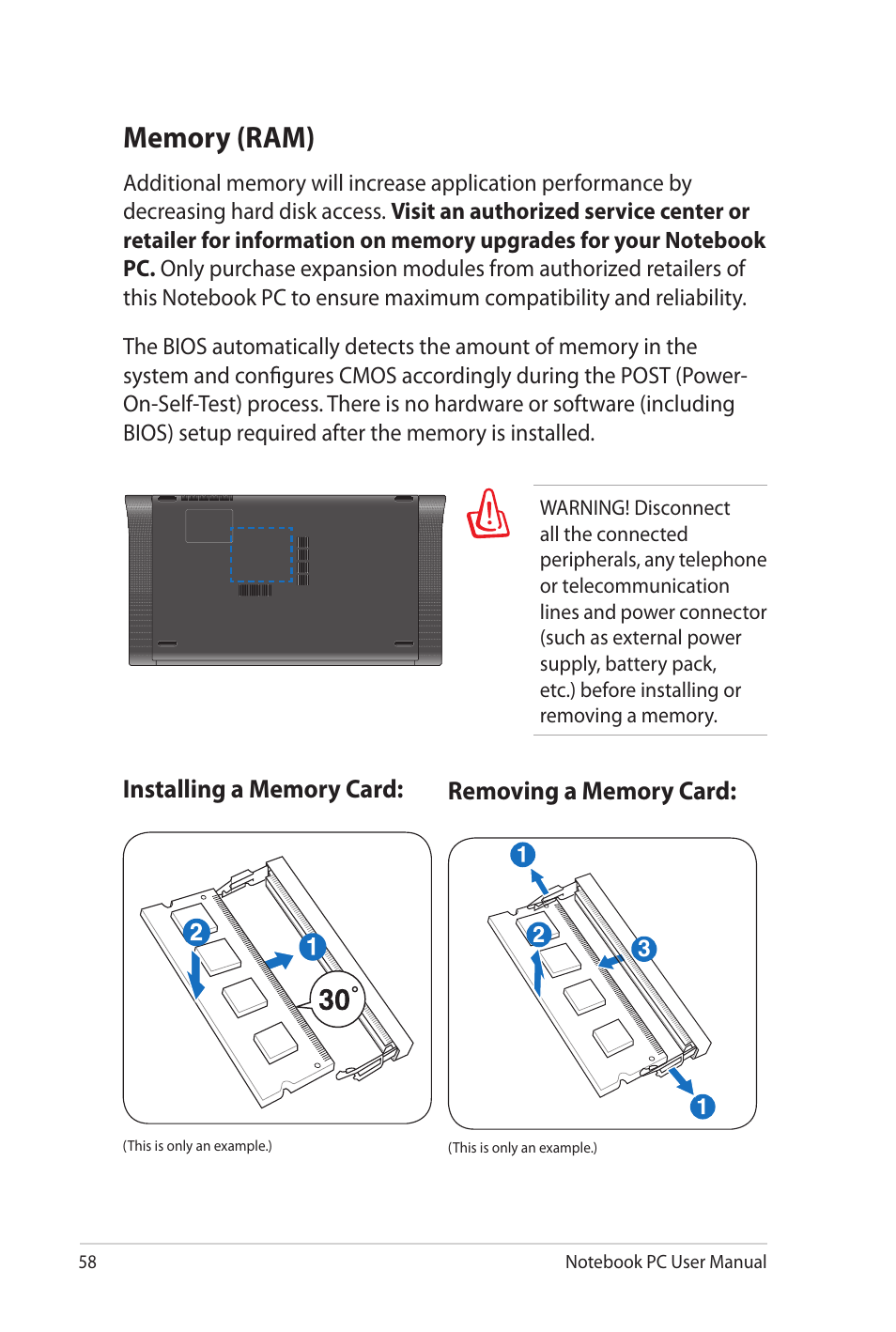 Memory (ram) | Asus NX90Jq User Manual | Page 58 / 108