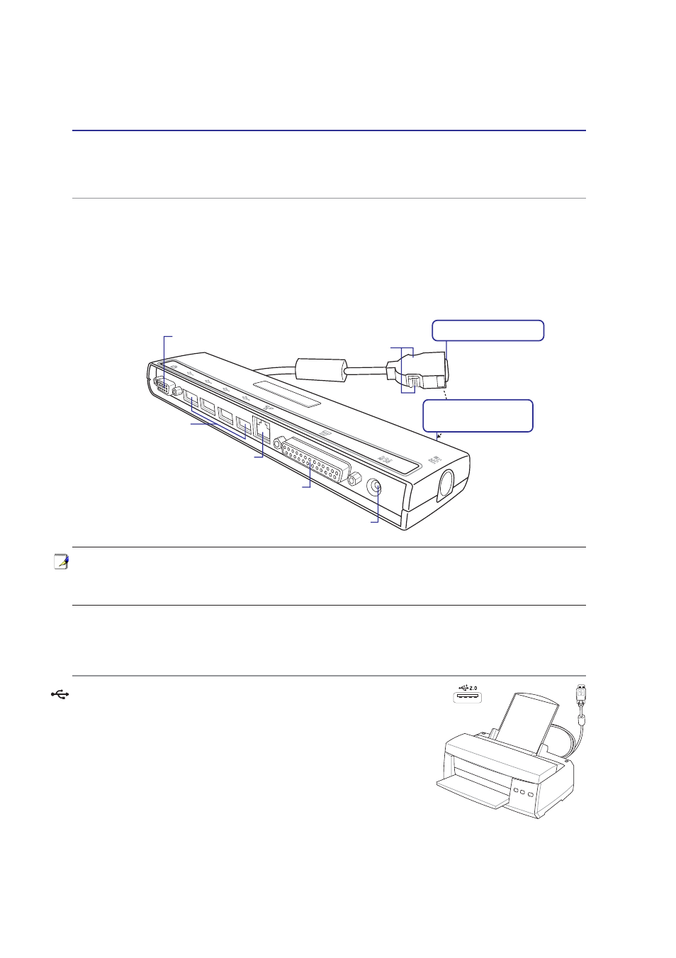 Optional connections, Optional accessories (cont.), Printer connection | Portbar (on selected models) | Asus Z62J User Manual | Page 54 / 70