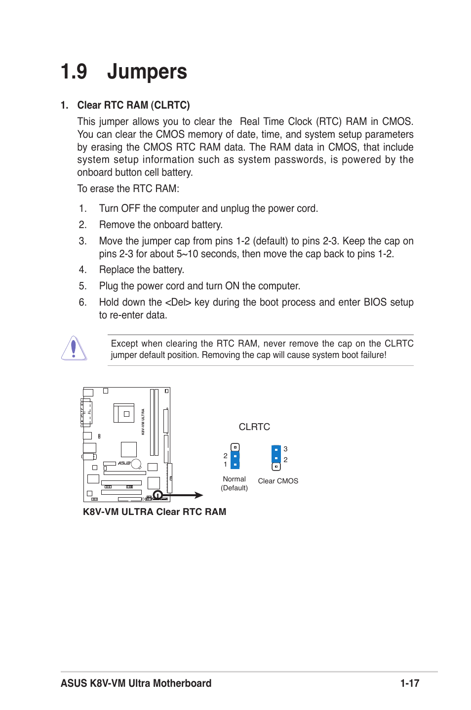 9 jumpers | Asus K8V-VM Ultra User Manual | Page 27 / 78