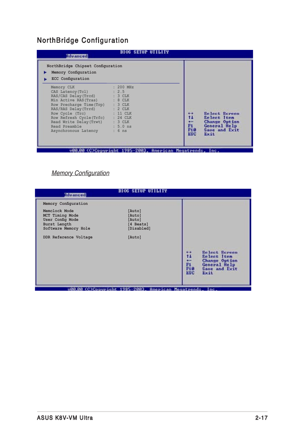 Northbridge configuration, Asus k8v-vm ultra 2-17 | Asus K8V-VM Ultra User Manual | Page 53 / 78