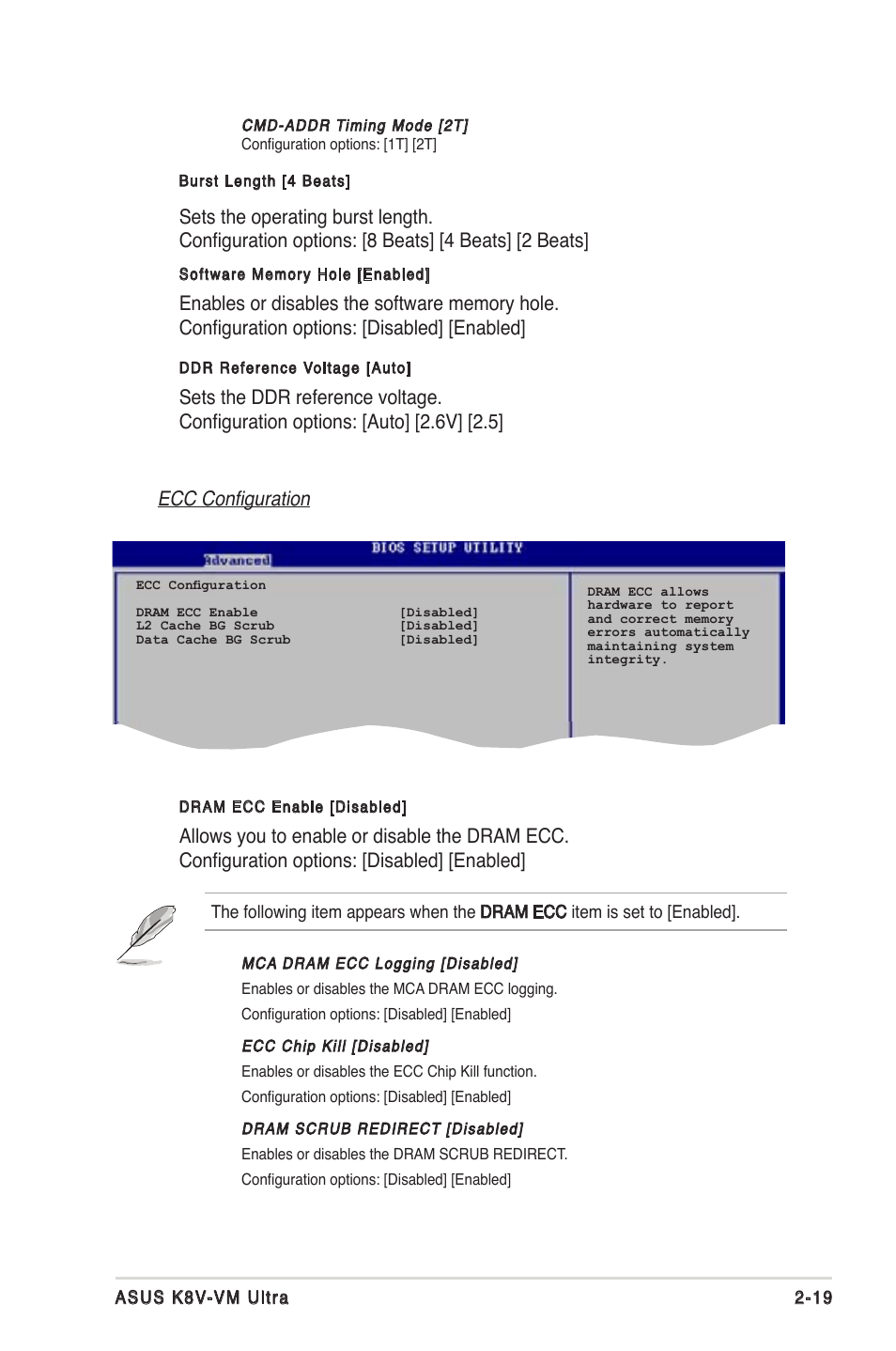 Ecc configuration | Asus K8V-VM Ultra User Manual | Page 55 / 78