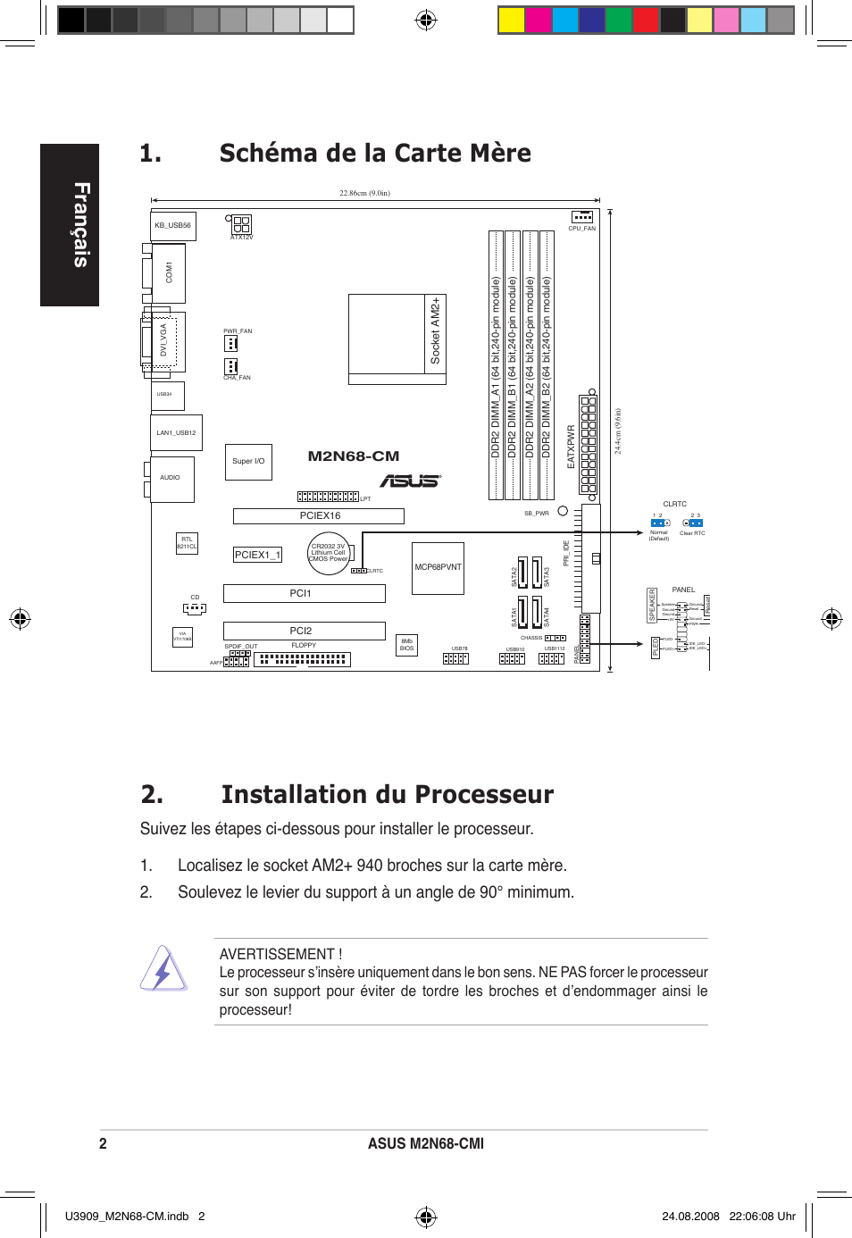 Français, Asus mn68-cmi, Mn68-cm | Asus M2N68-CM User Manual | Page 2 / 38