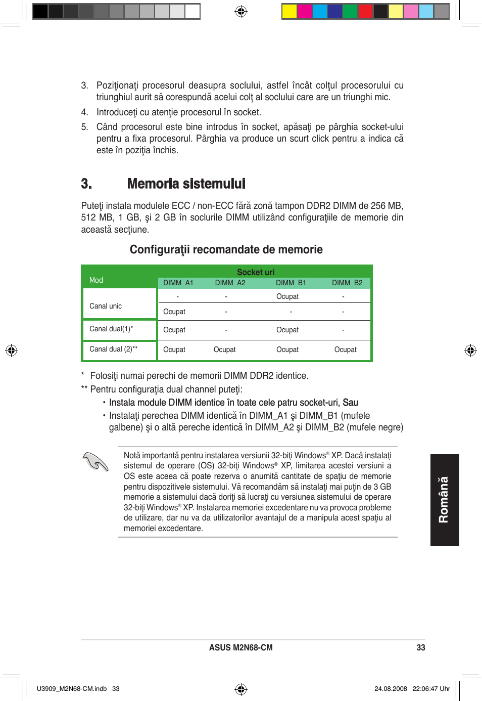 Română | Asus M2N68-CM User Manual | Page 33 / 38