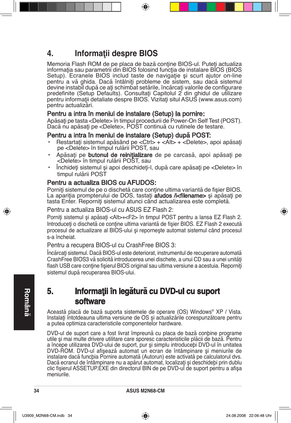 Informaţii despre bios | Asus M2N68-CM User Manual | Page 34 / 38