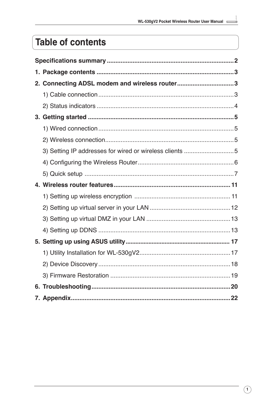 Asus WL-530g V2 User Manual | Page 3 / 30