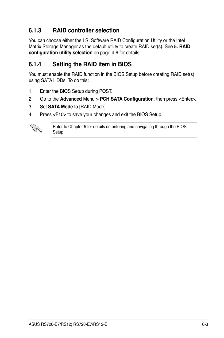 3 raid controller selection, 4 setting the raid item in bios, Raid controller selection -3 | Setting the raid item in bios -3 | Asus RS720-E7/RS12 User Manual | Page 117 / 188