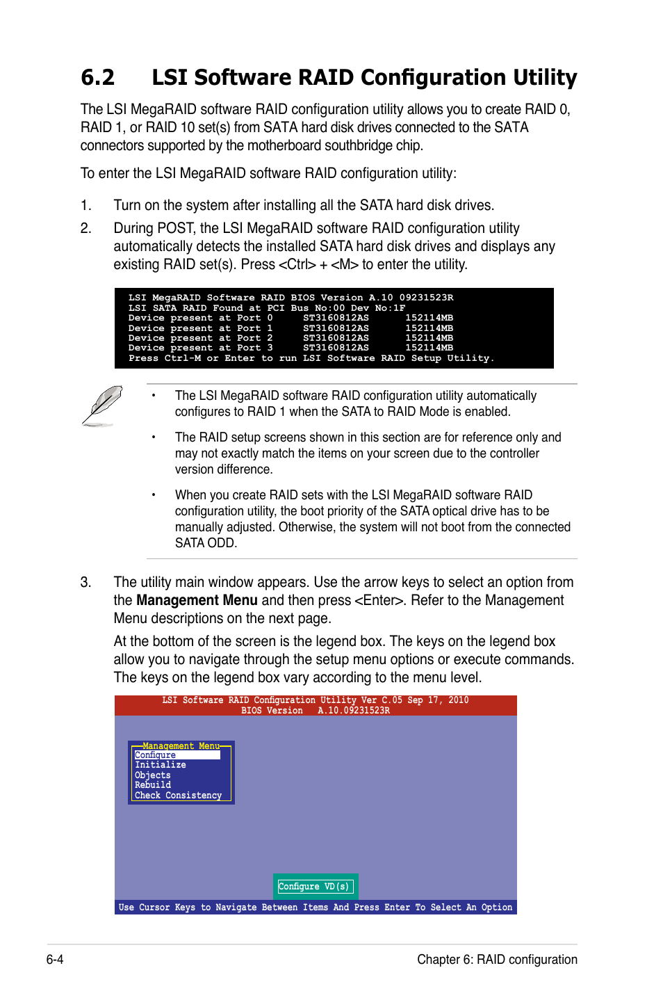 2 lsi software raid configuration utility, Lsi software raid configuration utility -4, 2 lsi software raid configuration utility | Asus RS720-E7/RS12 User Manual | Page 118 / 188