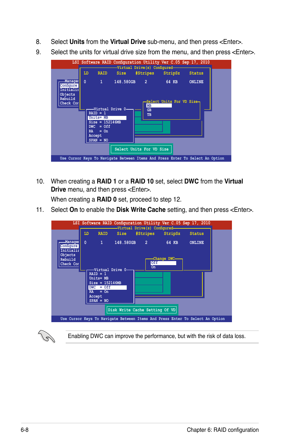 8 chapter 6: raid configuration | Asus RS720-E7/RS12 User Manual | Page 122 / 188