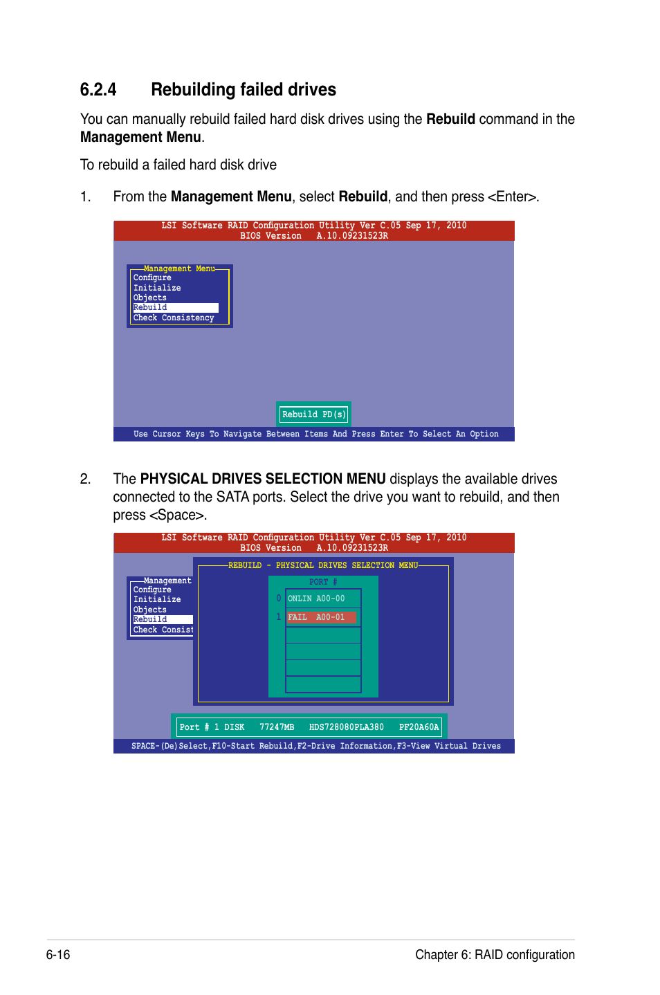 4 rebuilding failed drives, Rebuilding failed drives -16 | Asus RS720-E7/RS12 User Manual | Page 130 / 188