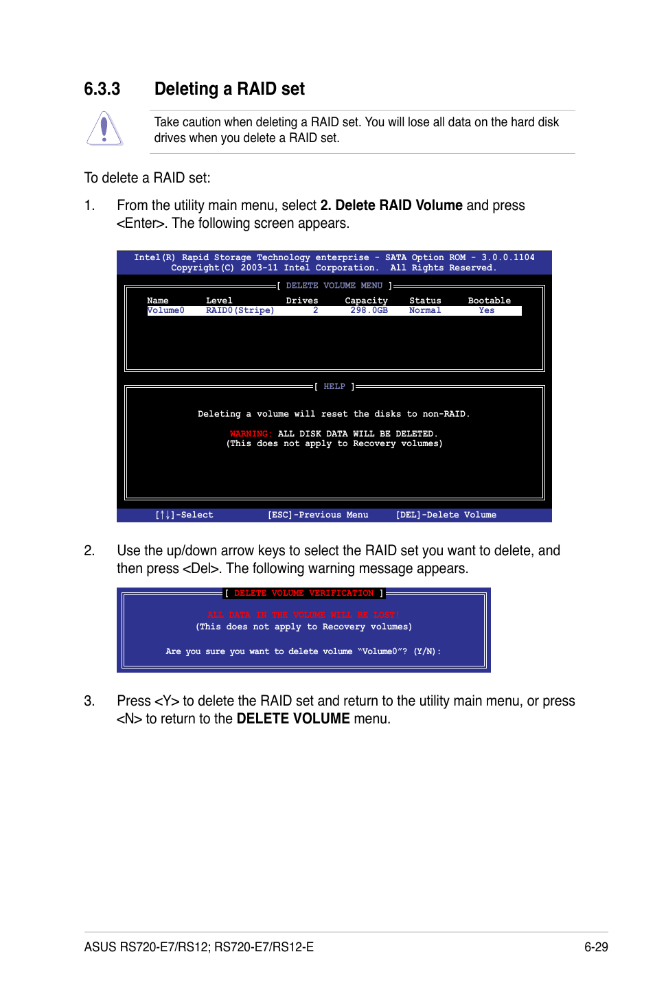 3 deleting a raid set, Deleting a raid set -29 | Asus RS720-E7/RS12 User Manual | Page 143 / 188