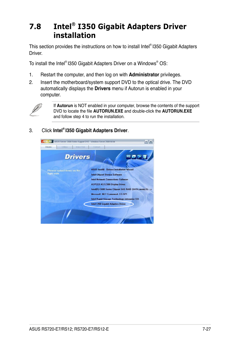 Intel, I350 gigabit adapters driver installation -27, 8 intel | I350 gigabit adapters driver installation | Asus RS720-E7/RS12 User Manual | Page 181 / 188