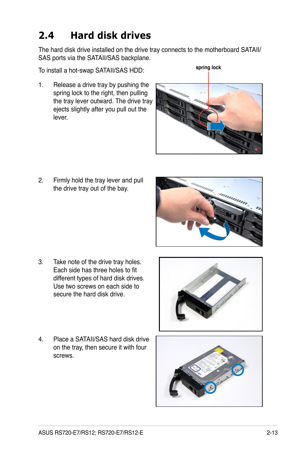 4 hard disk drives, Hard disk drives -13 | Asus RS720-E7/RS12 User Manual | Page 33 / 188