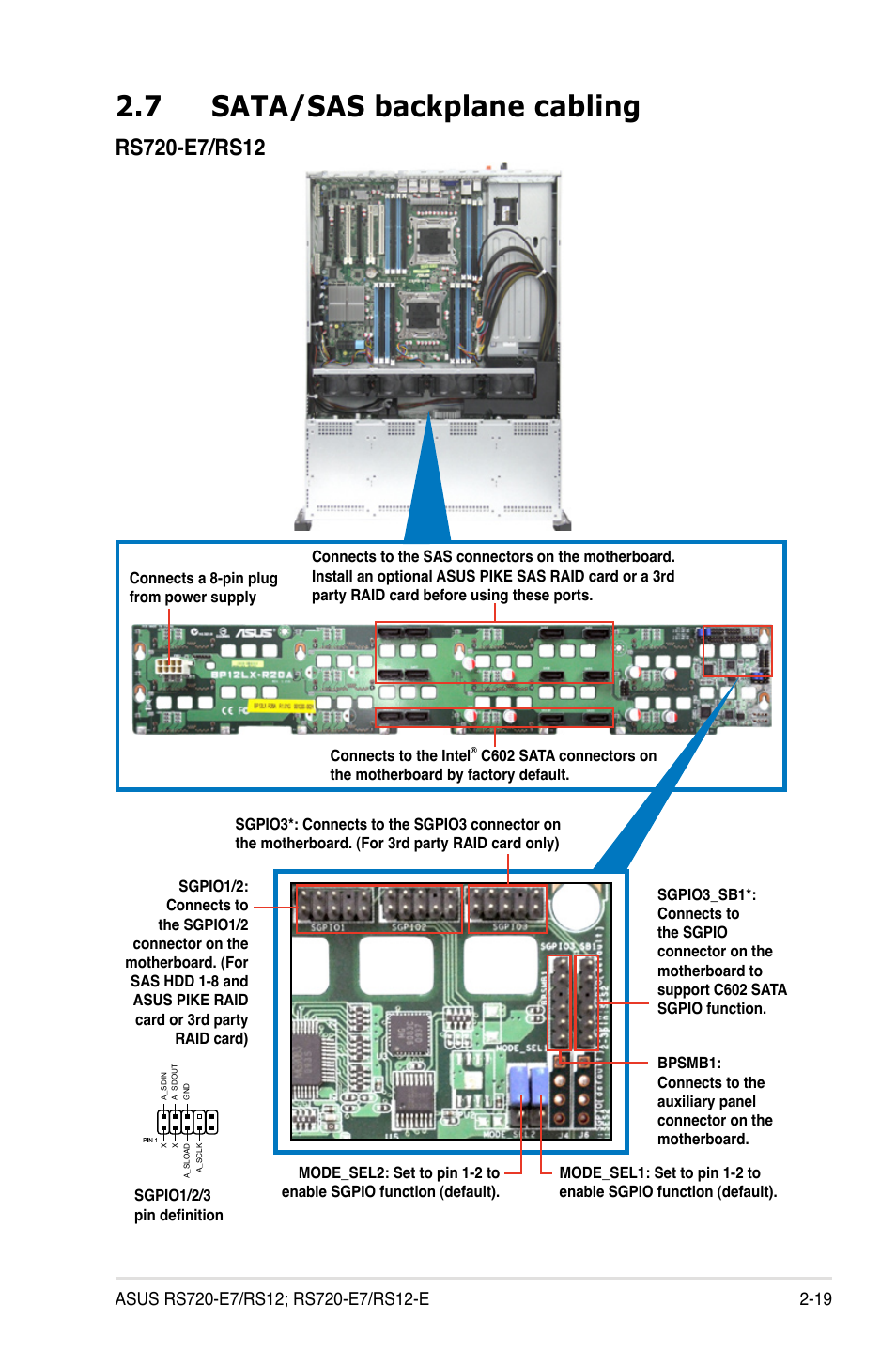 7 sata/sas backplane cabling, Sata/sas backplane cabling -19 | Asus RS720-E7/RS12 User Manual | Page 39 / 188