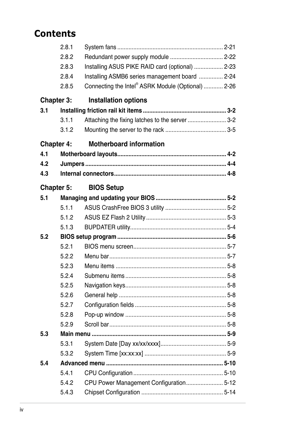 Asus RS720-E7/RS12 User Manual | Page 4 / 188