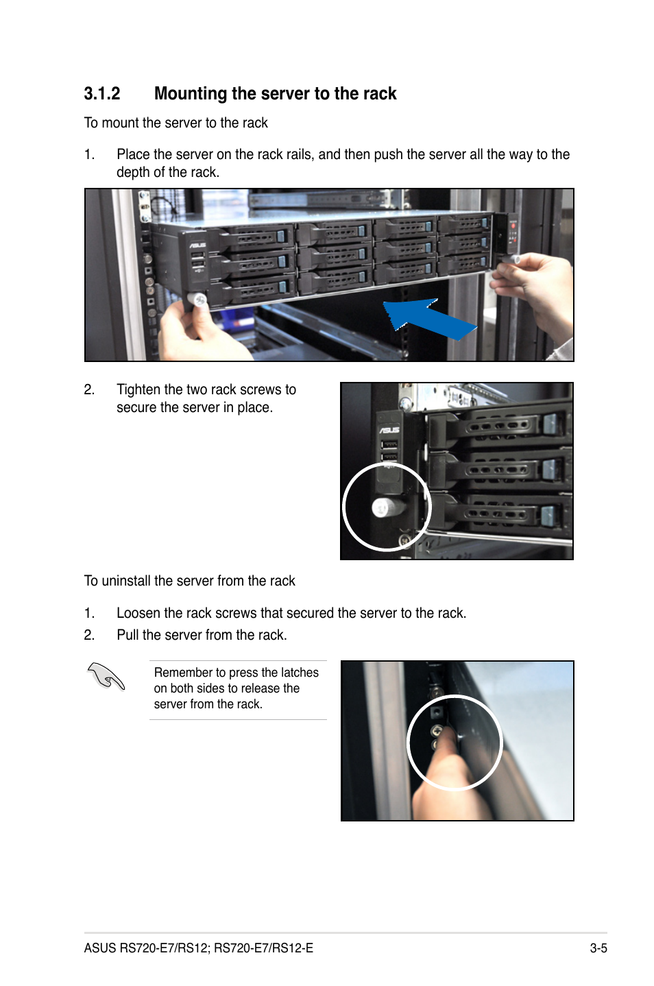 2 mounting the server to the rack, Mounting the server to the rack -5 | Asus RS720-E7/RS12 User Manual | Page 51 / 188