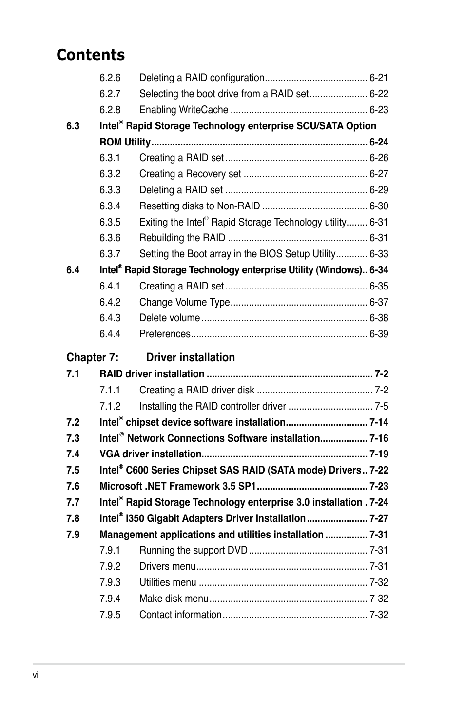 Asus RS720-E7/RS12 User Manual | Page 6 / 188