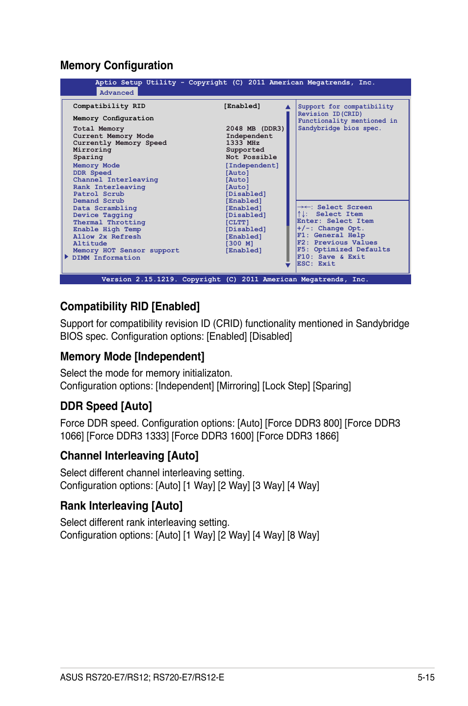 Compatibility rid [enabled, Ddr speed [auto, Channel interleaving [auto | Rank interleaving [auto | Asus RS720-E7/RS12 User Manual | Page 81 / 188