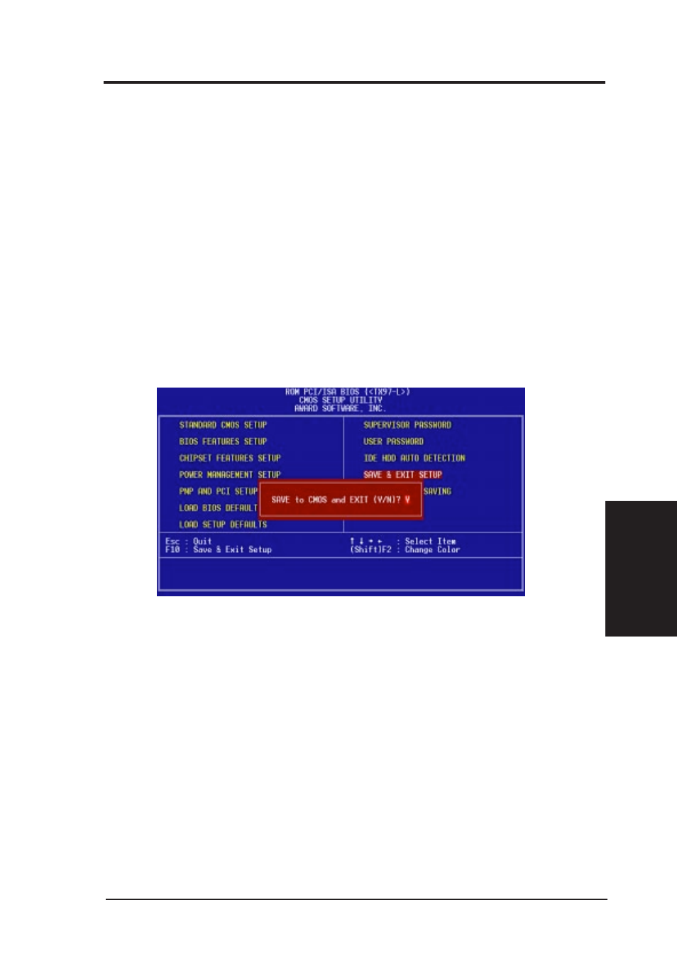 Iv. bios software, Save & exit setup, Exit without saving | Asus TX97-L User Manual | Page 53 / 64