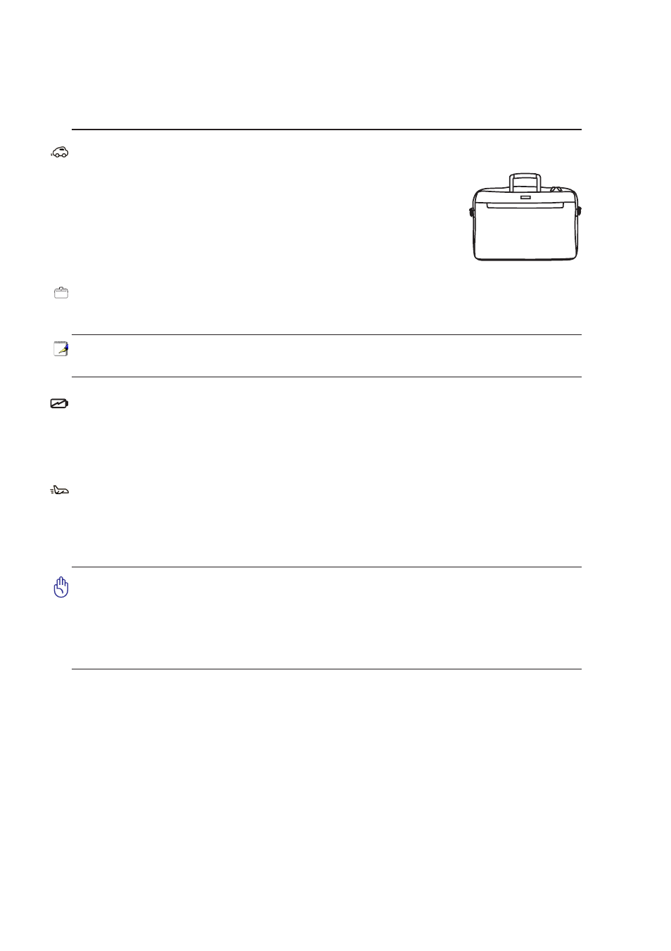 Transportation precautions | Asus Z62J User Manual | Page 8 / 71