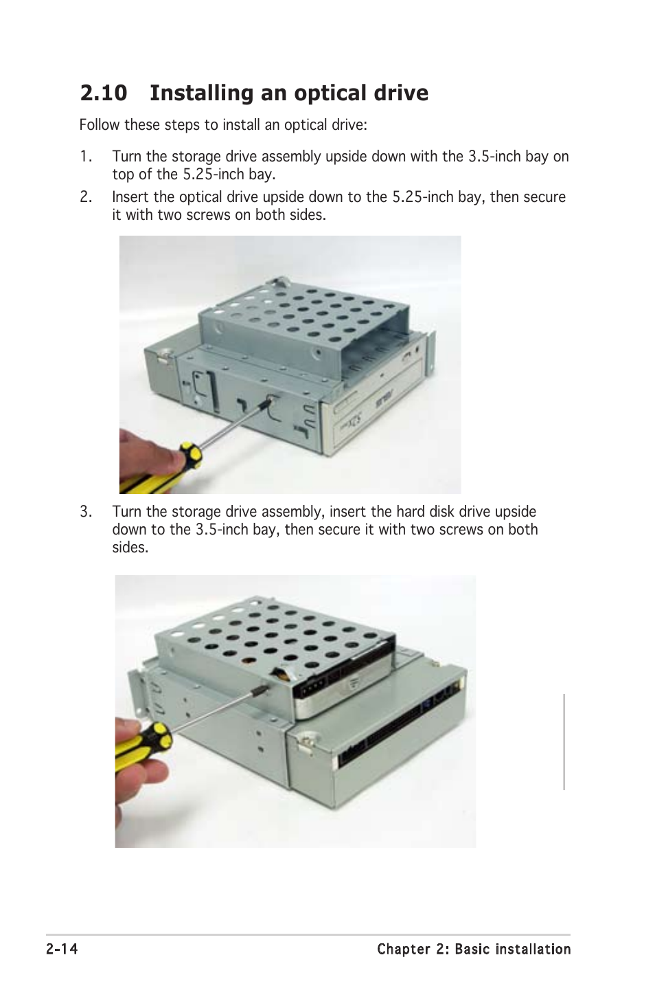 10 installing an optical drive | Asus P1-AH2 User Manual | Page 32 / 93