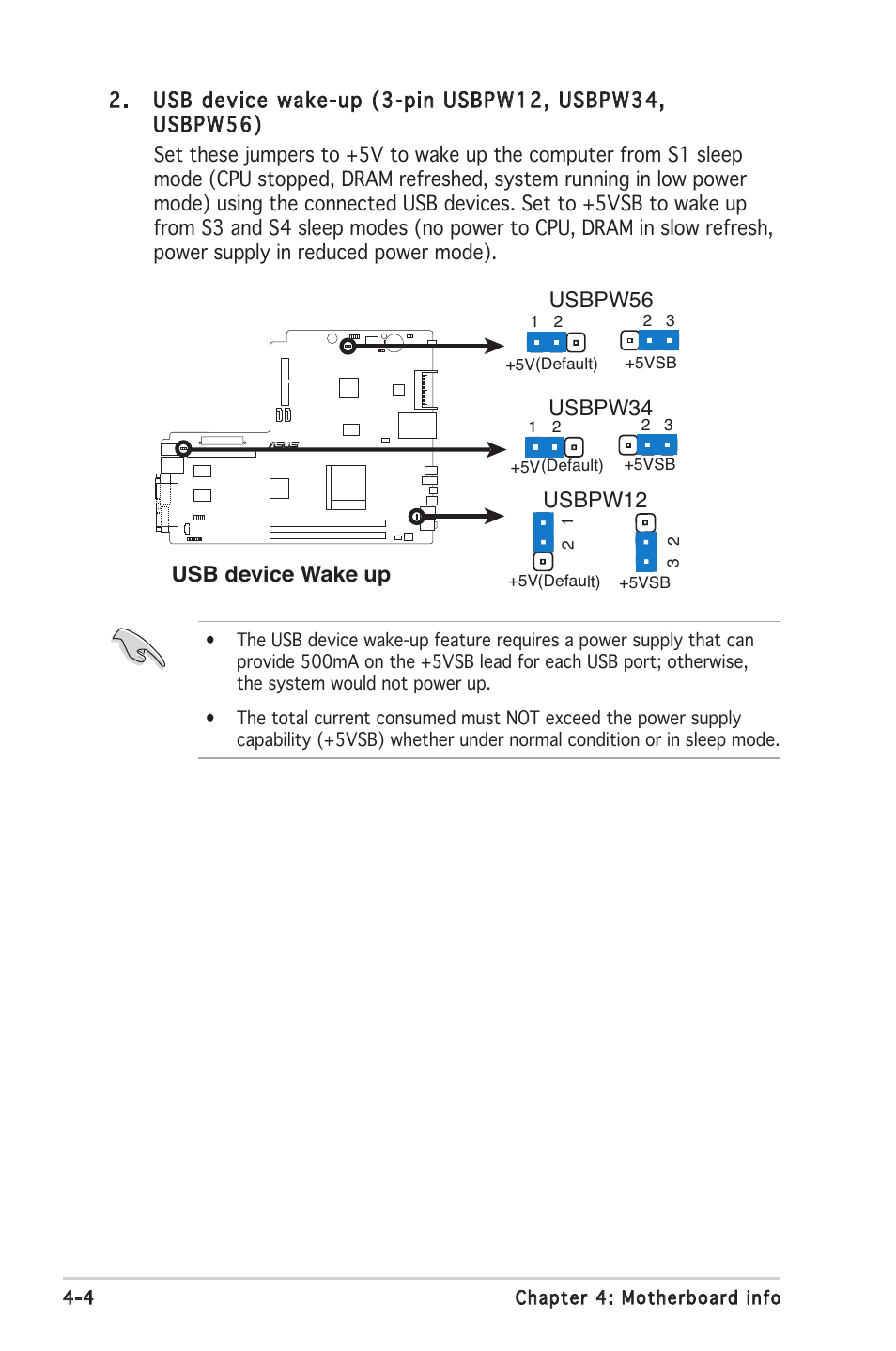 Usb device wake up, Usbpw56 usbpw12, Usbpw34 | Asus P1-AH2 User Manual | Page 53 / 93