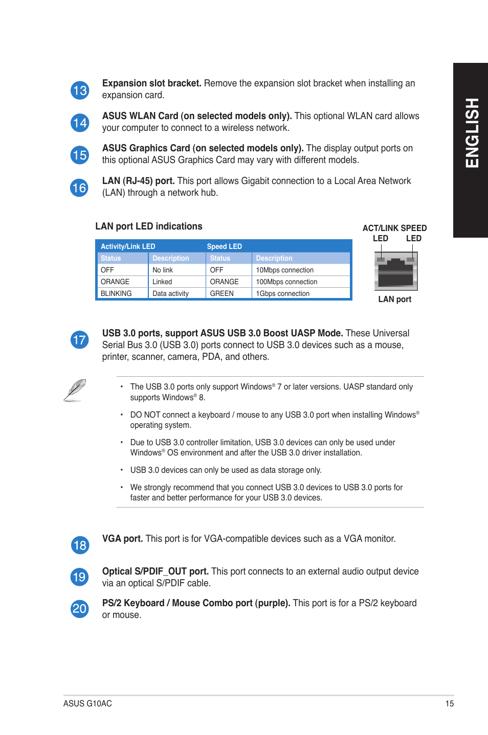 En gl is h en gl is h | Asus G10AC User Manual | Page 15 / 111