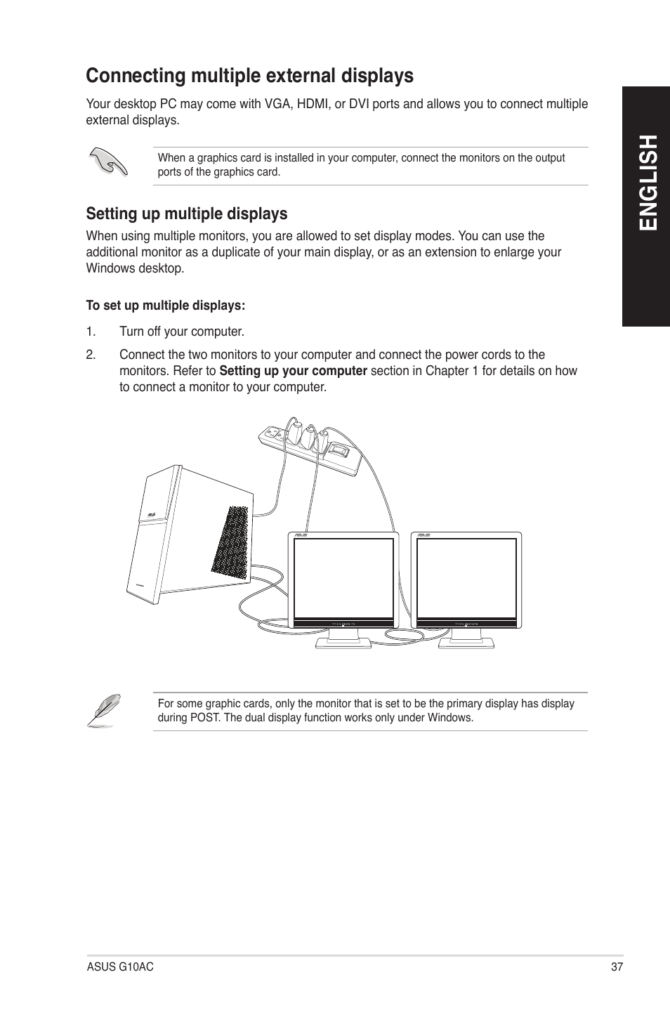 Connecting multiple external displays, En gl is h en gl is h | Asus G10AC User Manual | Page 37 / 111