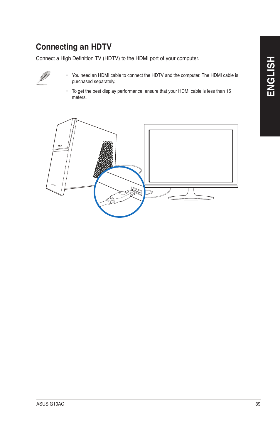 Connecting an hdtv, En gl is h en gl is h | Asus G10AC User Manual | Page 39 / 111