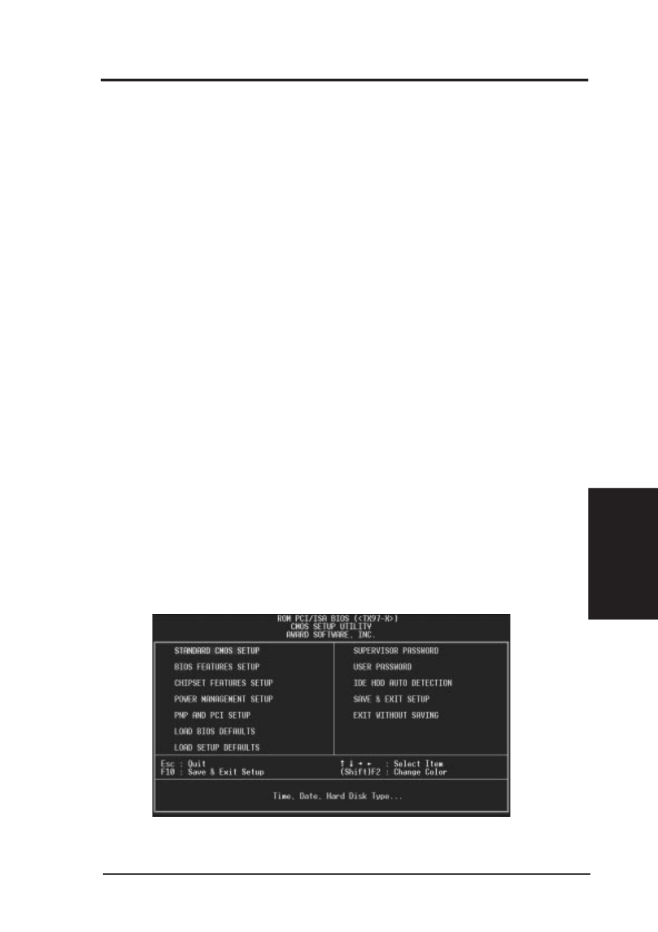 Iv. bios software, Bios setup | Asus TX97-X User Manual | Page 37 / 64