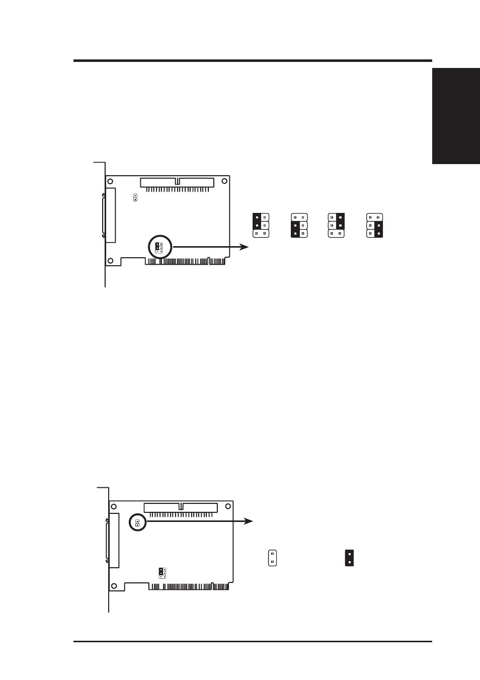 Vi. asus pci-sc200 scsi card, Setting the int assignment, Terminator settings | Asus tx97-x user's manual 63, Vi. asus pci-sc200 (jumpers) | Asus TX97-X User Manual | Page 63 / 64