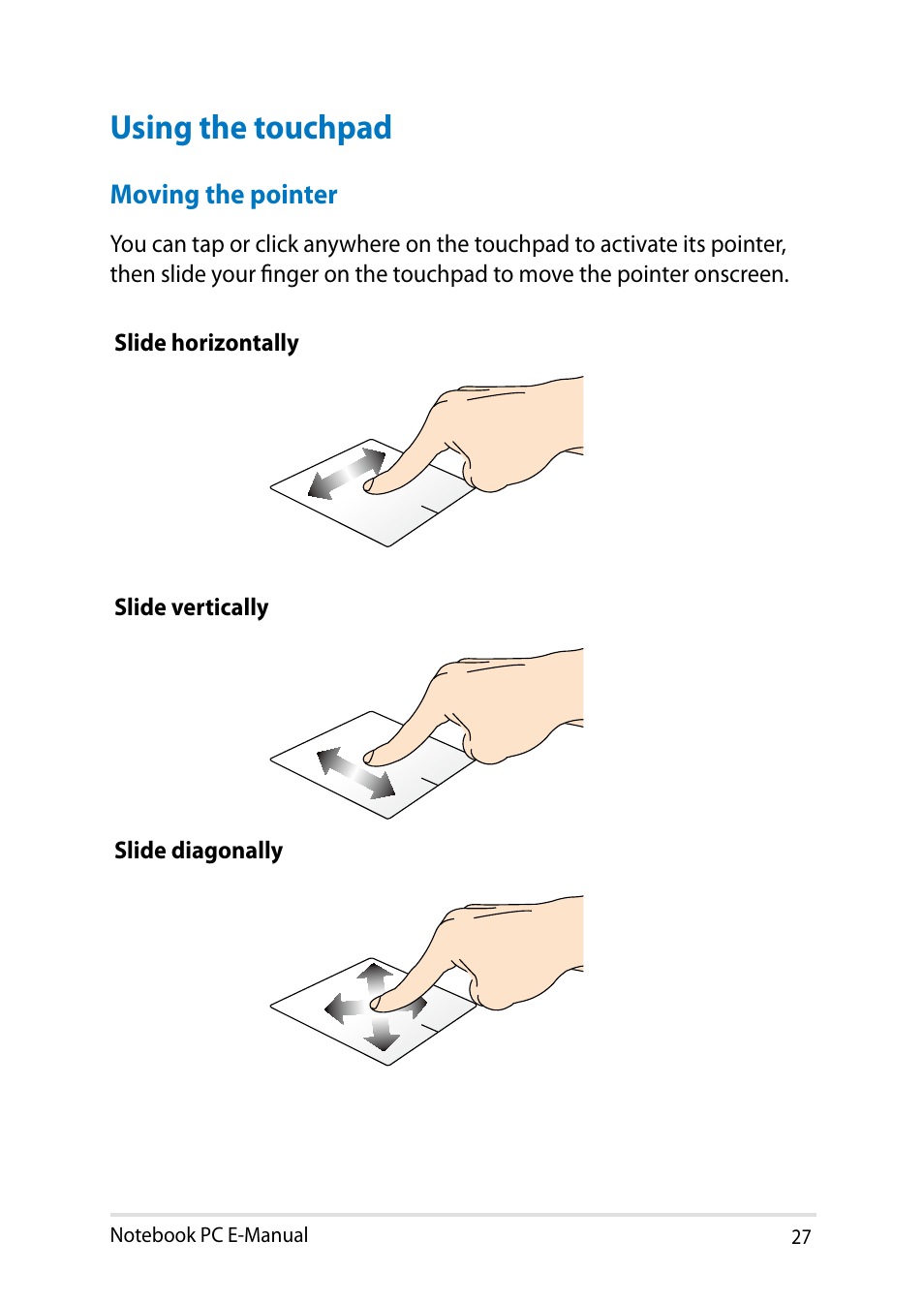 Using the touchpad | Asus Q501LA User Manual | Page 27 / 118