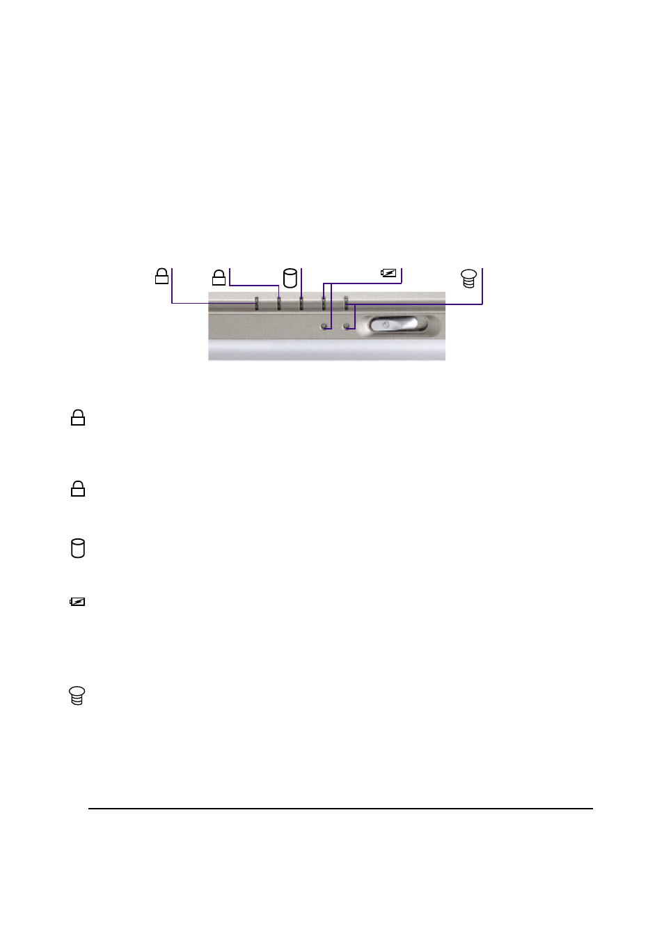 Led status indicators, 29 3. getting started, Capital lock | Number lock, Activity indicator, Charge indicator, Power indicator | Asus L84B User Manual | Page 29 / 96