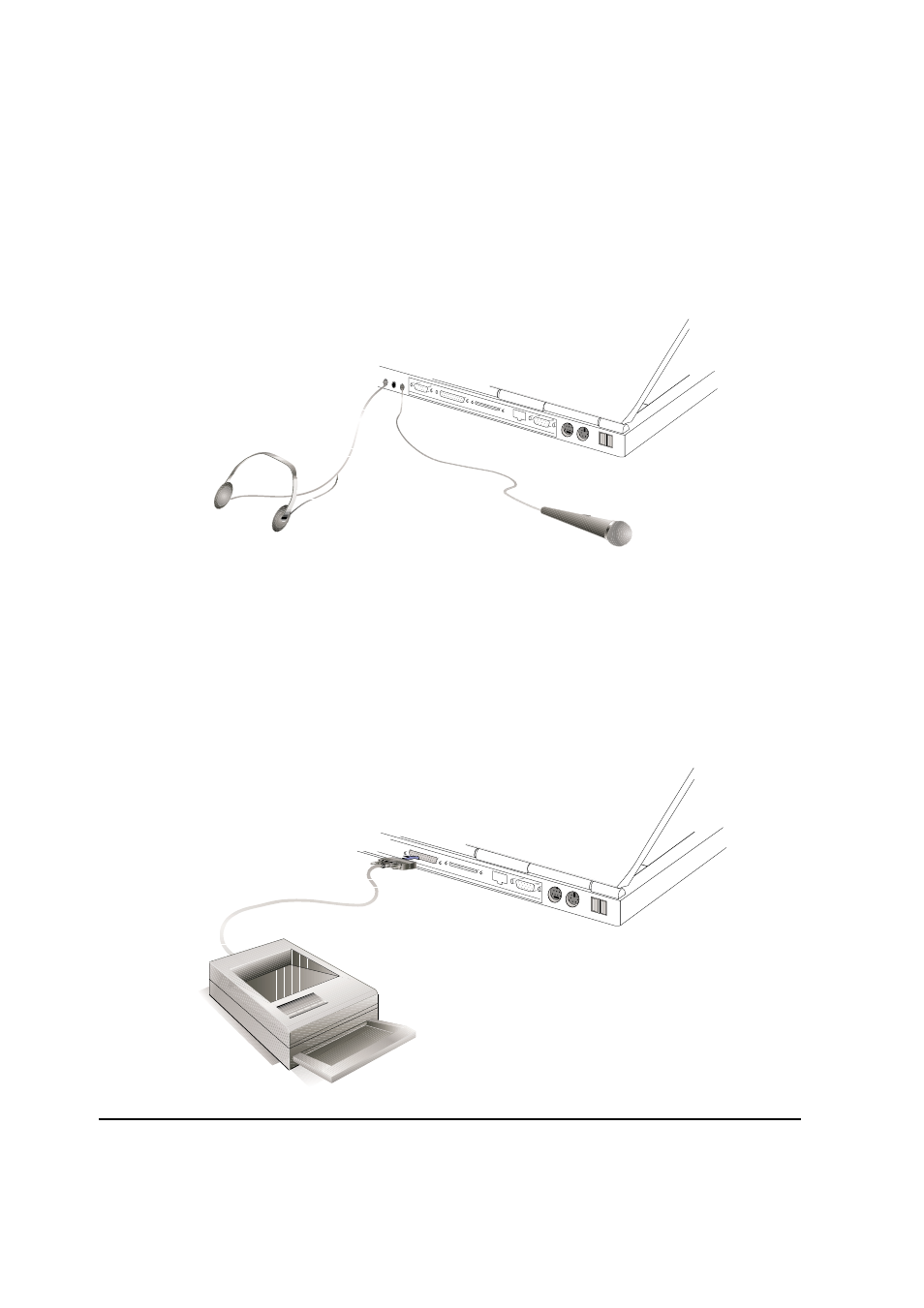 External audio connections (optional), Printer connection (optional) | Asus L84B User Manual | Page 46 / 96