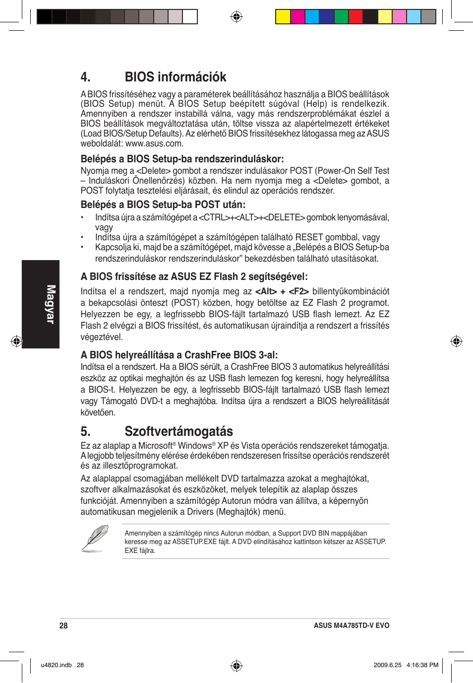 Bios információk, Szoftvertámogatás, Magyar | Asus M4A785TD-V EVO/U3S6 User Manual | Page 28 / 38