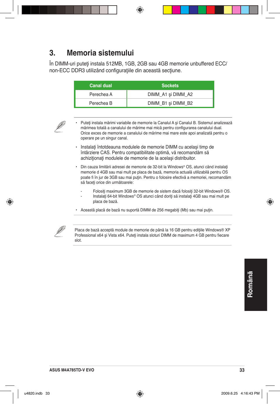Română | Asus M4A785TD-V EVO/U3S6 User Manual | Page 33 / 38