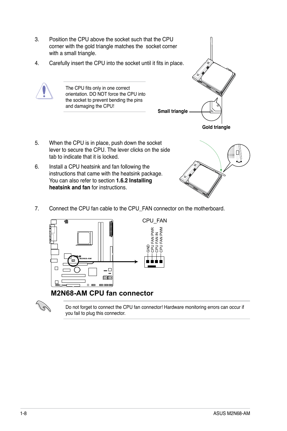 M2n68-am cpu fan connector | Asus M2N68-AM User Manual | Page 18 / 62