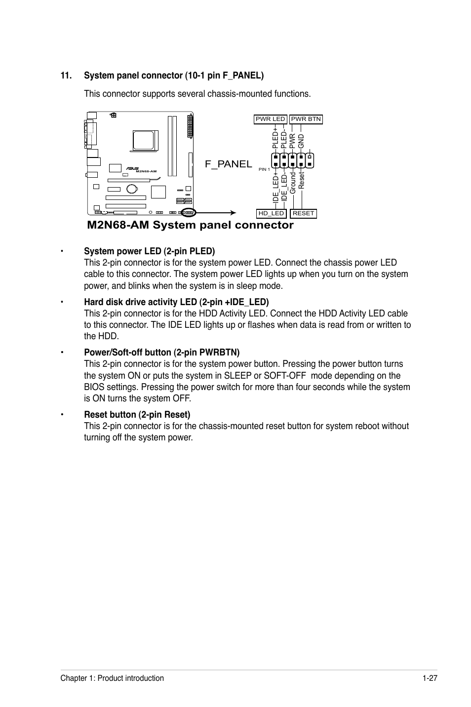 M2n68-am system panel connector | Asus M2N68-AM User Manual | Page 37 / 62