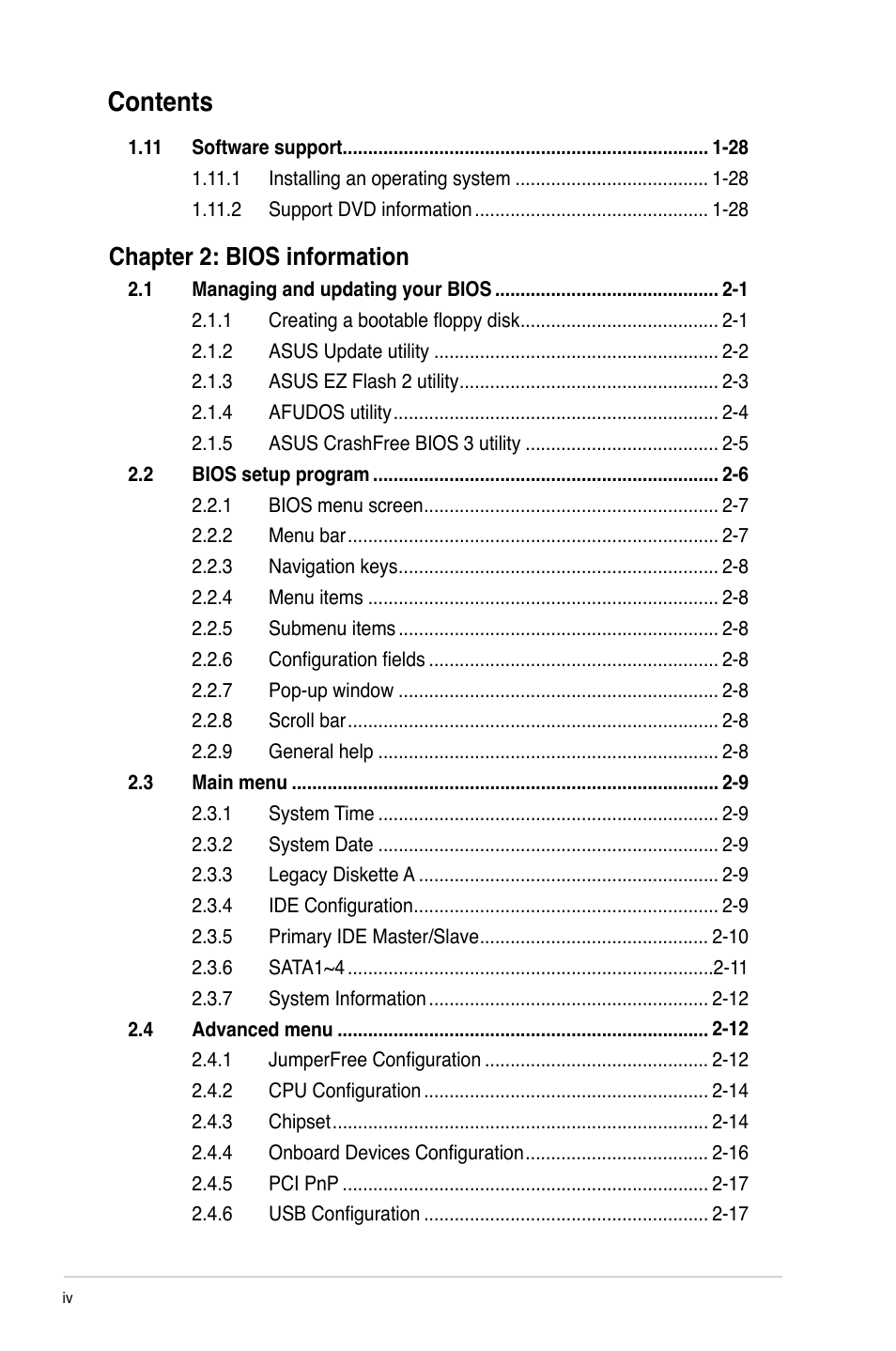 Asus M2N68-AM User Manual | Page 4 / 62