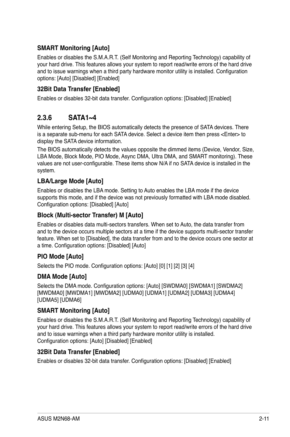 6 sata1~4, Sata1~4 -11 | Asus M2N68-AM User Manual | Page 49 / 62