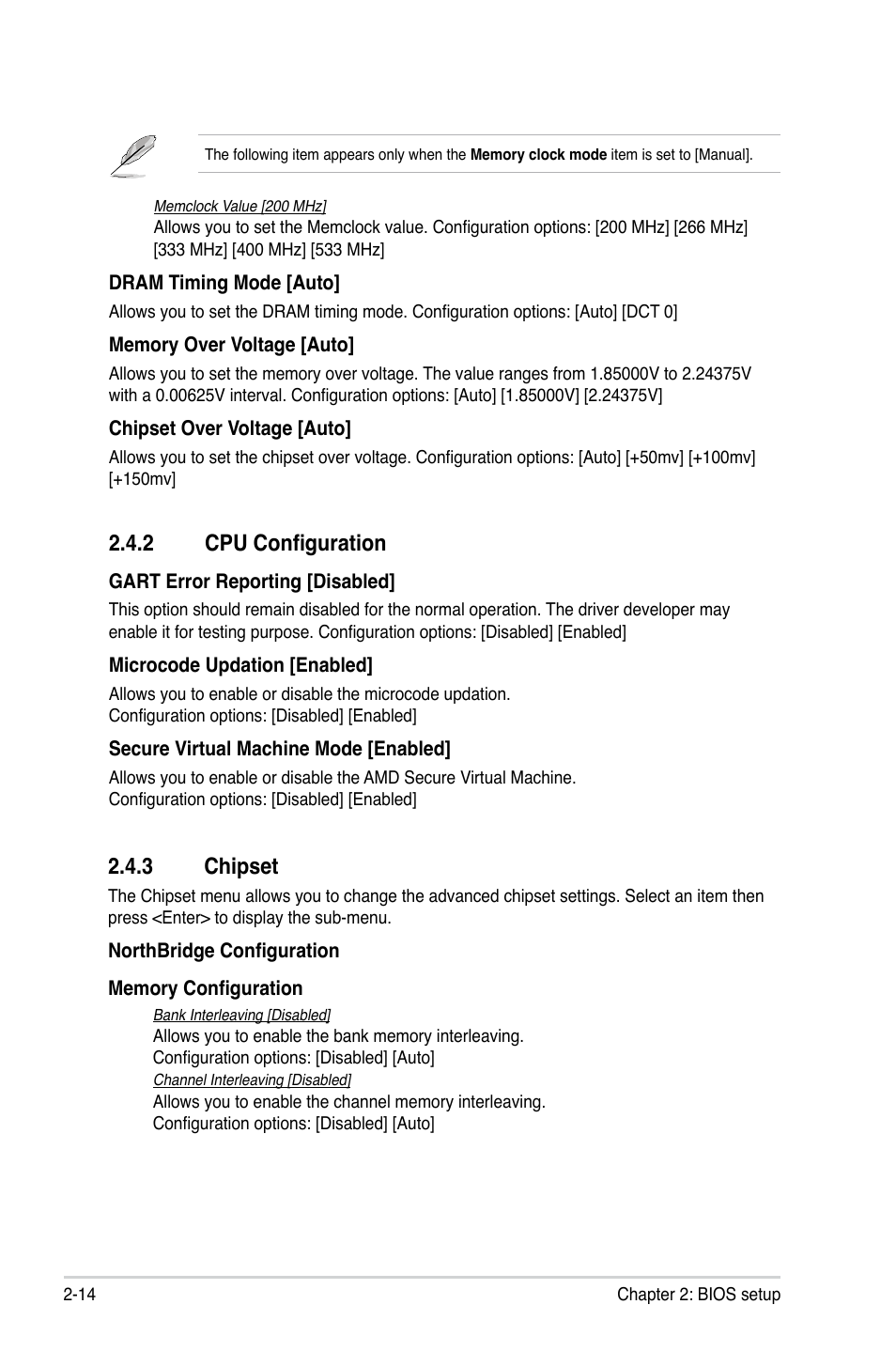 2 cpu configuration, 3 chipset, Cpu configuration -14 | Chipset -14 | Asus M2N68-AM User Manual | Page 52 / 62