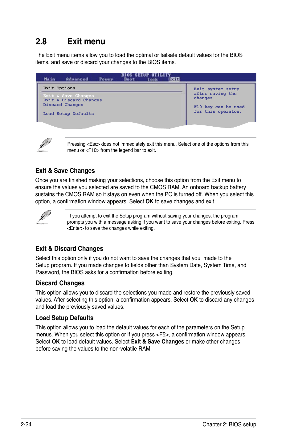 8 exit menu, Exit menu -24 | Asus M2N68-AM User Manual | Page 62 / 62