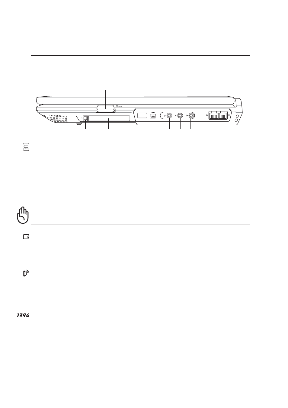 Right side, Knowing the parts, 1394 port | Pc card slot, Sir port (standard infrared) | Asus Notebook PC Hardware User Manual | Page 21 / 76