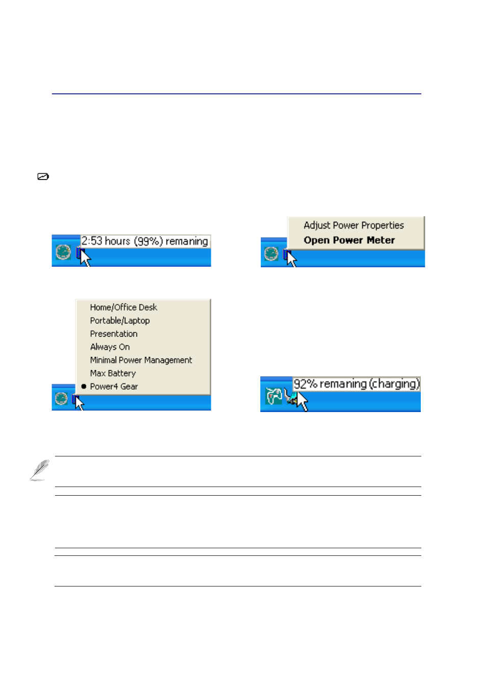 Using battery power | Asus Notebook PC Hardware User Manual | Page 55 / 76