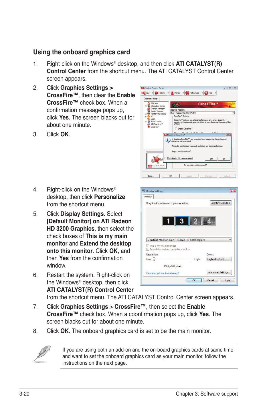 Using the onboard graphics card | Asus M3A78 Pro User Manual | Page 114 / 116